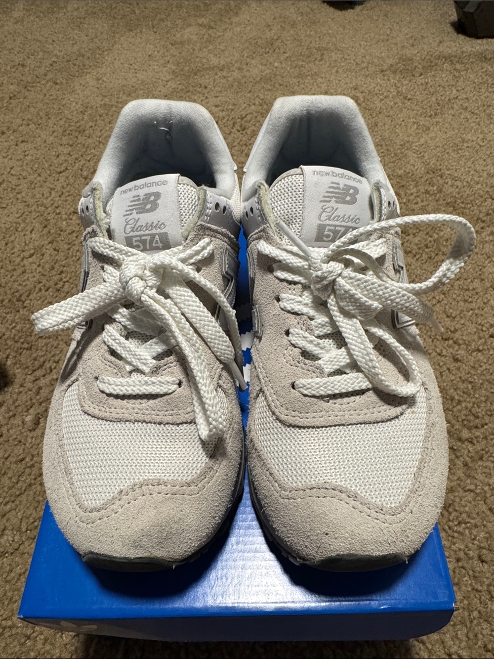 New Balance Women’s 574 Classic Sneakers in Light Gray and White